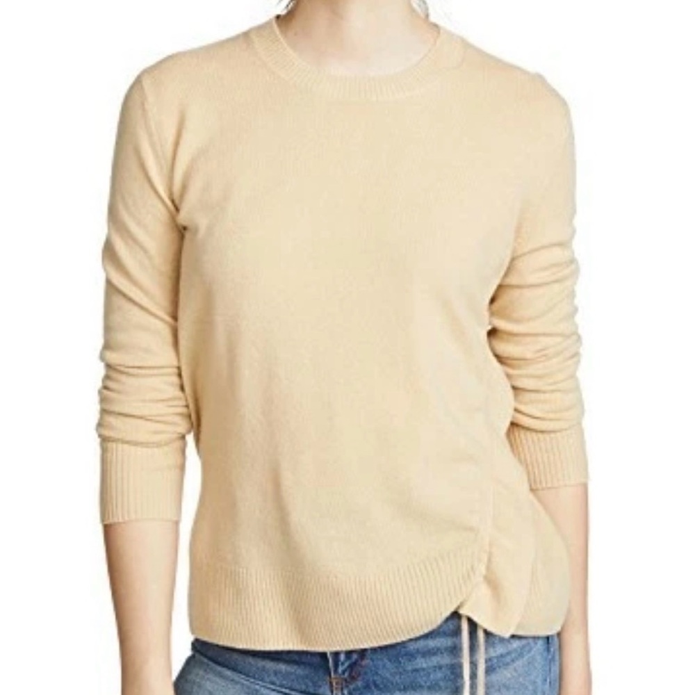 Vince 100% Cashmere Side Cinch Crewneck Sweater L Camel